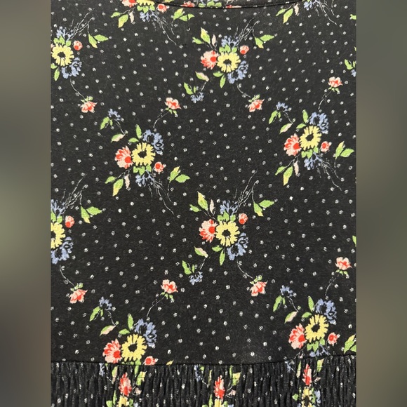 Urban Outfitters Floral Polka Dot Mini Dress with Smocked Waist in black - S - Picture 9 of 10